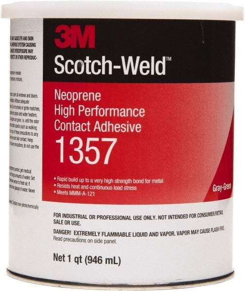 3M - 1 Qt Can Green Contact Adhesive - 1357 1QT HIGH PERFRMNC SCOTCHGRIP CONTACT ADHESV - A1 Tooling