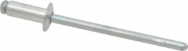 RivetKing - Size 43 Dome Head Aluminum Open End Blind Rivet - Steel Mandrel, 0.126" to 0.187" Grip, 1/4" Head Diam, 0.129" to 0.133" Hole Diam, 0.337" Length Under Head, 1/8" Body Diam - A1 Tooling