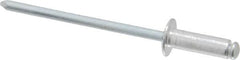 RivetKing - Dome Head Aluminum Open End Blind Rivet - Steel Mandrel, 0.188" to 1/4" Grip, 1/4" Head Diam, 0.129" to 0.133" Hole Diam, 0.4" Length Under Head, 1/8" Body Diam - A1 Tooling