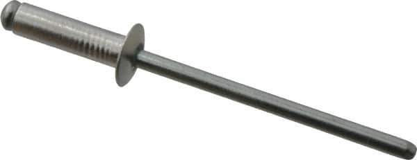 RivetKing - Size 45 Dome Head Aluminum Open End Blind Rivet - Steel Mandrel, 0.251" to 0.312" Grip, 1/4" Head Diam, 0.129" to 0.133" Hole Diam, 0.462" Length Under Head, 1/8" Body Diam - A1 Tooling