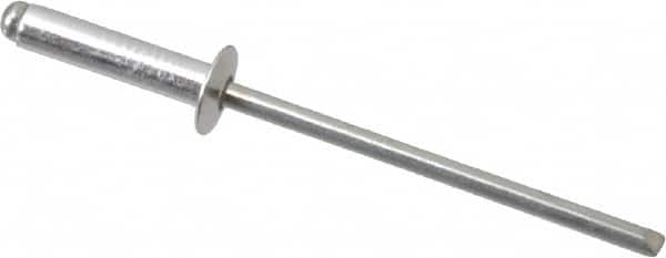 RivetKing - Size 46 Dome Head Aluminum Open End Blind Rivet - Steel Mandrel, 0.313" to 3/8" Grip, 1/4" Head Diam, 0.129" to 0.133" Hole Diam, 0.525" Length Under Head, 1/8" Body Diam - A1 Tooling