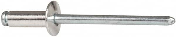 RivetKing - Size 54 Dome Head Aluminum Open End Blind Rivet - Steel Mandrel, 0.188" to 1/4" Grip, 0.312" Head Diam, 0.16" to 0.164" Hole Diam, 0.425" Length Under Head, 5/32" Body Diam - A1 Tooling