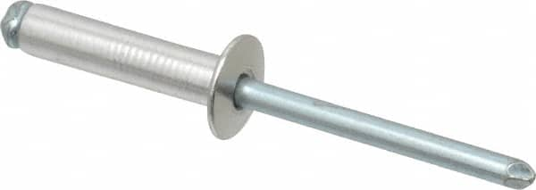 RivetKing - Size 610 Dome Head Aluminum Open End Blind Rivet - Steel Mandrel, 0.501" to 5/8" Grip, 3/8" Head Diam, 0.192" to 0.196" Hole Diam, 0.825" Length Under Head, 3/16" Body Diam - A1 Tooling