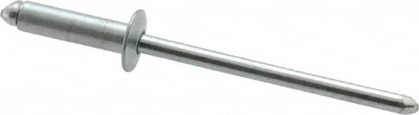 RivetKing - Size 45 Dome Head Steel Open End Blind Rivet - Steel Mandrel, 0.251" to 0.312" Grip, 1/4" Head Diam, 0.129" to 0.133" Hole Diam, 0.462" Length Under Head, 1/8" Body Diam - A1 Tooling