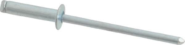 RivetKing - Size 46 Dome Head Steel Open End Blind Rivet - Steel Mandrel, 0.313" to 3/8" Grip, 1/4" Head Diam, 0.129" to 0.133" Hole Diam, 0.525" Length Under Head, 1/8" Body Diam - A1 Tooling