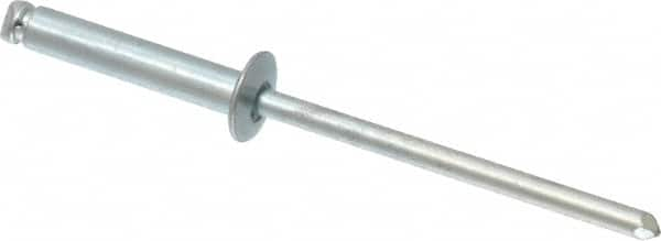 RivetKing - Size 48 Dome Head Steel Open End Blind Rivet - Steel Mandrel, 0.376" to 1/2" Grip, 1/4" Head Diam, 0.129" to 0.133" Hole Diam, 0.65" Length Under Head, 1/8" Body Diam - A1 Tooling