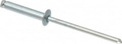 RivetKing - Size 48 Dome Head Steel Open End Blind Rivet - Steel Mandrel, 0.376" to 1/2" Grip, 1/4" Head Diam, 0.129" to 0.133" Hole Diam, 0.65" Length Under Head, 1/8" Body Diam - A1 Tooling