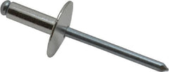 RivetKing - Size 66 Large Flange Dome Head Aluminum Open End Blind Rivet - Steel Mandrel, 0.251" to 3/8" Grip, 5/8" Head Diam, 0.192" to 0.196" Hole Diam, 0.575" Length Under Head, 3/16" Body Diam - A1 Tooling