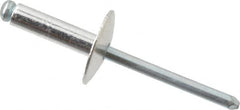 RivetKing - Size 68 Large Flange Dome Head Aluminum Open End Blind Rivet - Steel Mandrel, 0.376" to 1/2" Grip, 5/8" Head Diam, 0.192" to 0.196" Hole Diam, 0.7" Length Under Head, 3/16" Body Diam - A1 Tooling