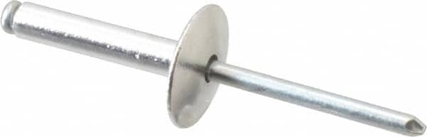 RivetKing - Size 612 Large Flange Dome Head Aluminum Open End Blind Rivet - Steel Mandrel, 0.626" to 3/4" Grip, 5/8" Head Diam, 0.192" to 0.196" Hole Diam, 0.95" Length Under Head, 3/16" Body Diam - A1 Tooling