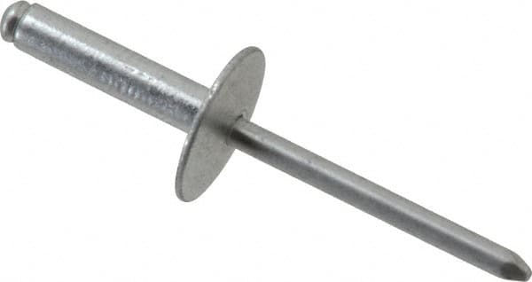 RivetKing - Size 610 Large Flange Dome Head Aluminum Open End Blind Rivet - Aluminum Mandrel, 0.501" to 5/8" Grip, 5/8" Head Diam, 0.192" to 0.196" Hole Diam, 0.825" Length Under Head, 3/16" Body Diam - A1 Tooling