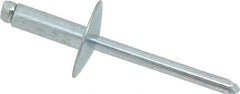 RivetKing - Size 66 Large Flange Dome Head Steel Open End Blind Rivet - Steel Mandrel, 0.251" to 3/8" Grip, 5/8" Head Diam, 0.192" to 0.196" Hole Diam, 0.575" Length Under Head, 3/16" Body Diam - A1 Tooling