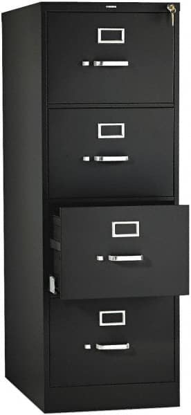 Hon - 18-1/4, 25" Wide x 52" High x 25" Deep, 4 Drawer Vertical File with Lock - Steel, Black - A1 Tooling