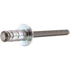 STANLEY Engineered Fastening - Size 6 Dome Head Aluminum Multi Grip Blind Rivet - Steel Mandrel, 0.251" to 1/2" Grip, 3/16" Head Diam, 0.192" to 0.205" Hole Diam, 0.116" Body Diam - A1 Tooling