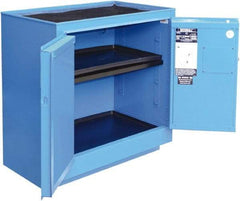 Securall Cabinets - 2 Door, 1 Shelf, Blue Steel Standard Safety Cabinet for Corrosive Chemicals - 36" High x 35" Wide x 22" Deep, Manual Closing Door, 3 Point Key Lock, 24 Gal Capacity - A1 Tooling