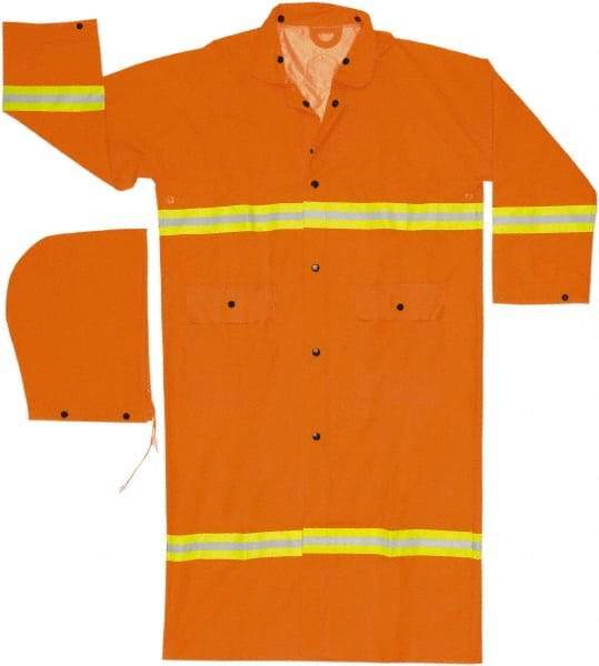 MCR Safety - Size 4XL, High Visibility Orange, Rain Jacket - 2 Pockets, Attached Hood - A1 Tooling