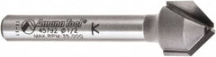 Amana Tool - 1/2" Cut Diam, 3/8" Length of Cut, 2 Flute V-Groove Edge Profile Router Bit - Carbide-Tipped, 1/4" Shank Diam, 2" OAL, Uncoated - A1 Tooling