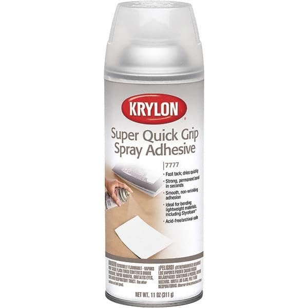 Krylon - 11 oz Aerosol Clear Spray Adhesive - Low Tack, 120°F Heat Resistance, 15 Sq Ft Coverage, Medium Strength Bond, 180 min Max Bonding Time, Flammable - A1 Tooling