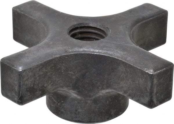 Made in USA - 3" Head Diam, 4 Point Lobed Knob - 5/8-11 Hole, Steel - A1 Tooling