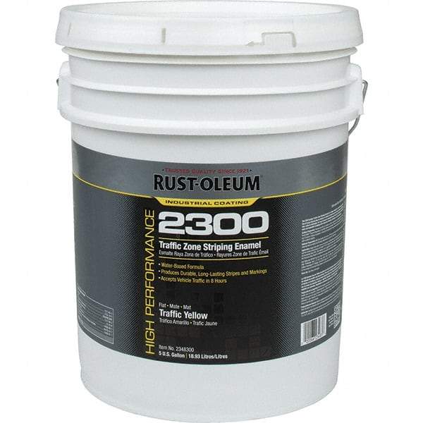 Rust-Oleum - 5 Gal Traffic Yellow Flat Finish Striping Paint - 410 to 540 Sq Ft per Gal, Interior/Exterior - A1 Tooling