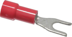 Made in USA - #6 Stud, 22 to 18 AWG Compatible, Fully Insulated, Crimp Connection, Standard Fork Terminal - A1 Tooling