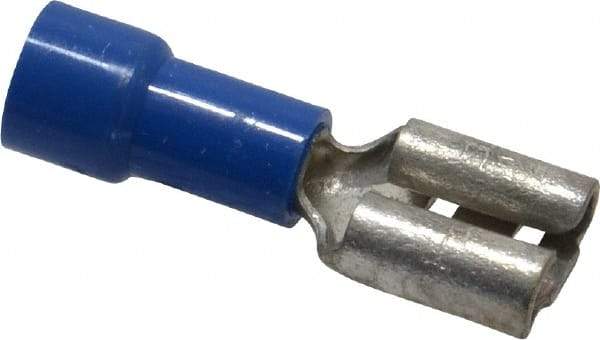 Made in USA - 16 to 14 AWG, Noninsulated, Female Wire Disconnect - 1/4 Inch Wide Tab, Blue - A1 Tooling