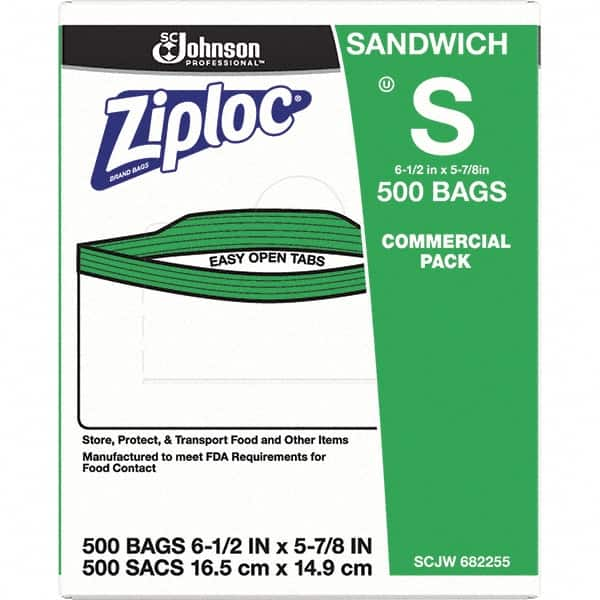 Ziploc - 500 Piece, 22 oz. Capacity, 6-1/2 Inch Long x 6 Inch Wide, Ziploc Sandwich Bag - 1.2 mil Thick, Rectangle Clear Plastic - A1 Tooling