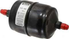 Parker - 1/4" Connection, 2-1/2" Diam, 5.27" Long, Refrigeration Liquid Line Filter Dryer - 5-5/8" Cutout Length, 101 Drops Water Capacity - A1 Tooling