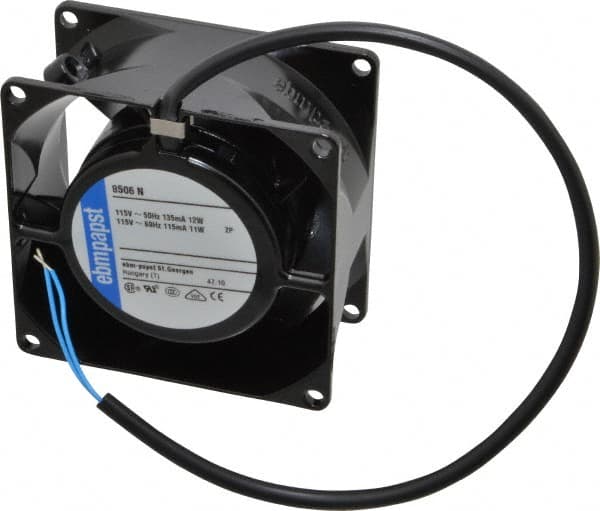 EBM Papst - 115 Volts, AC, 36 CFM, Square Tube Axial Fan - 0.1 Amp Rating, 80mm High x 3.15" Wide x 1-1/2" Deep - A1 Tooling