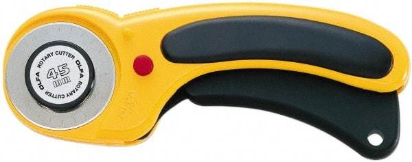 Olfa - Fixed Safety Cutter - 1.77" Tungsten Tool Steel Blade, Yellow & Black ABS Plastic with Elastomer Inset Handle, 1 Blade Included - A1 Tooling