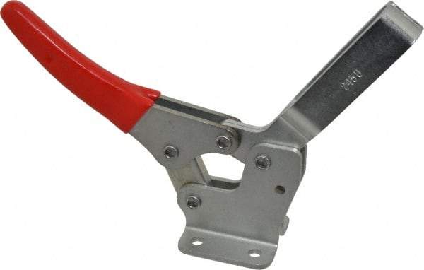 De-Sta-Co - 1,000 Lb Holding Capacity, Horizontal Handle, Manual Hold Down Toggle Clamp - 74° Handle Movement, 105° Bar Opening, U-Bar, Flanged Base, Electro-Plated Zinc, Carbon Steel - A1 Tooling