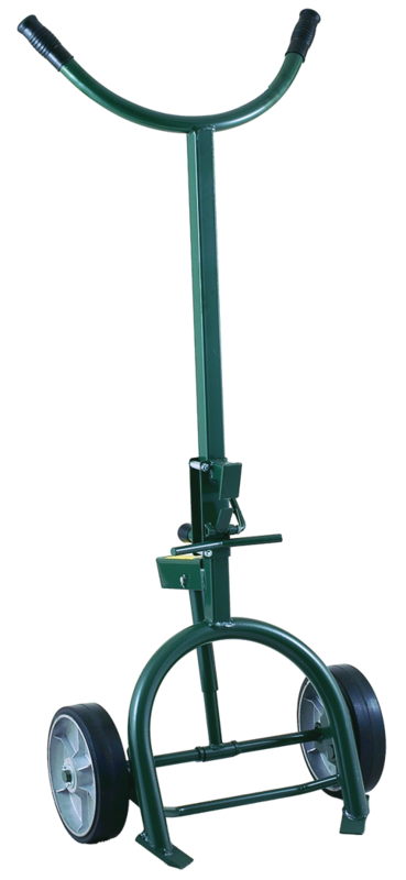 Drum Truck - Adjustable/Replaceable Chime Hook for steel or fiber drums - Spring loaded - 10" M.O.R wheels - A1 Tooling