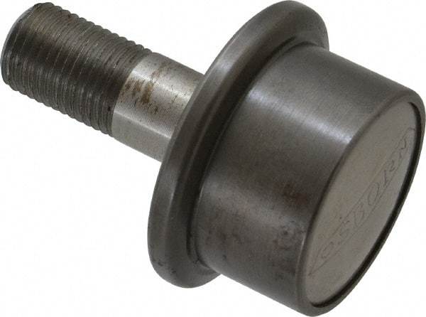 Osborn International - 1-1/4" Roller Diam x 27/32" Width, 1/2" Stud Diam x 1-1/4" Length, Flanged Concentric Stud Load Runner - Steel, 5/8" Thread Length, 1/2-20 Thread, 2-3/32" OAL, 600 Lb Dynamic Cap - A1 Tooling