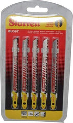 Starrett - 4" Long, 6 Teeth per Inch, Bi-Metal Jig Saw Blade - Toothed Edge, 5/16" Wide x 0.05" Thick, U-Shank, Ground Taper Tooth Set - A1 Tooling