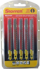 Starrett - 4" Long, 10 Teeth per Inch, Bi-Metal Jig Saw Blade - Toothed Edge, 5/16" Wide x 0.05" Thick, U-Shank, Ground Taper Tooth Set - A1 Tooling