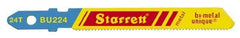 Starrett - 3" Long, 24 Teeth per Inch, Bi-Metal Jig Saw Blade - Toothed Edge, 5/16" Wide x 0.04" Thick, U-Shank, Wavy Tooth Set - A1 Tooling