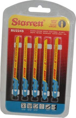 Starrett - 3" Long, 24 Teeth per Inch, Bi-Metal Jig Saw Blade - Toothed Edge, 3/16" Wide x 0.04" Thick, U-Shank, Wavy Tooth Set - A1 Tooling