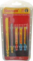 Starrett - 5 Piece, 3" to 5" Long, 6 to 32 Teeth per Inch, Bi-Metal Jig Saw Blade Set - Toothed Edge, 3/16" to 3/8" Wide, 0.04" to 0.05" Thick, U-Shank - A1 Tooling