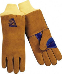 Steiner - Size L Cotton/Foam Lined Cowhide Welding Glove - 13-1/2" OAL, Knit Wrist Cuff, Wing Thumb, For General Welding - A1 Tooling