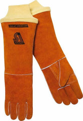 Steiner - Size L Cotton/Foam Lined Cowhide Welding Glove - 18" OAL, Knit Wrist Cuff, Thumb Strap, For General Welding - A1 Tooling