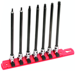 7 Piece - T10; T15; T20; T25; T27; T30; T40 - 6" OAL - 1/4" Drive Torx Bit Socket Set - A1 Tooling