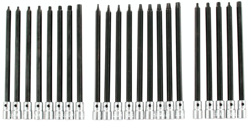 22 Piece - 3/32" - 1/4"; Hex Metric 2.5 - 6.0mm & Torx® T8 - T40 1/4" Drive - 6: OAL - Hex Inch Bit Socket Set - A1 Tooling