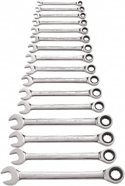 GearWrench - 16 Piece, 8mm to 24mm, 12 Point Combination Wrench Set - Metric Measurement Standard, Full Polish Chrome Finish - A1 Tooling