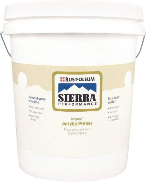 Rust-Oleum - 5 Gal White Water-Based Acrylic Enamel Primer - 180 to 545 Sq Ft Coverage, 0 gL Content, Quick Drying, Interior/Exterior - A1 Tooling