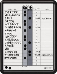 Quartet - 14" High x 11" Wide Magnetic Dry Erase In/Out - Porcelain, Includes Water-Soluble Ink Marker, Magnetic In/Out Circles, Magnetic Name Strips, Self-Stick Vinyl Letters & Wet-Erase Magnetic Remark Strips - A1 Tooling