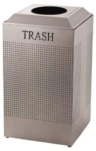 Rubbermaid - 29 Gal Silver Square Recycling Container - Steel, 32-3/8" High x 18-1/2" Long x 18-1/2" Wide - A1 Tooling