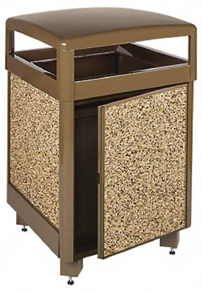 Rubbermaid - 38 Gal Brown Square Trash Can - Steel & Stone Panel, 40" High x 26" Long x 26" Wide - A1 Tooling