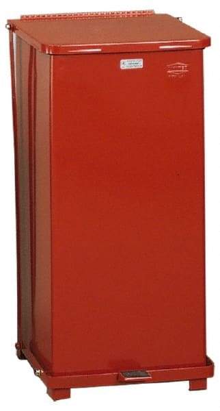 Rubbermaid - 24 Gal Square Unlabeled Trash Can - 30" High x 15" Long x 15" Wide, Red, Steel - A1 Tooling