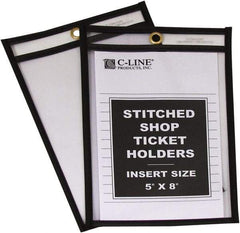 C-LINE - 25 Piece Clear Stitched Shop Ticket Holder - 8" High x 5" Wide - A1 Tooling