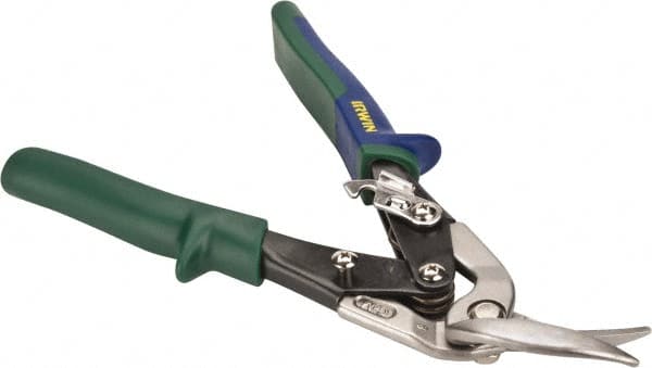 Irwin - 1-3/16" Length of Cut, Right Pattern Offset Aviation Snip - 9-1/2" OAL, ProTouch Handle, 18 AWG Steel Capacity - A1 Tooling